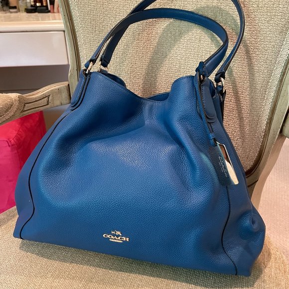 Coach Bags Coach Blue Leather Shoulder Bag Poshmark